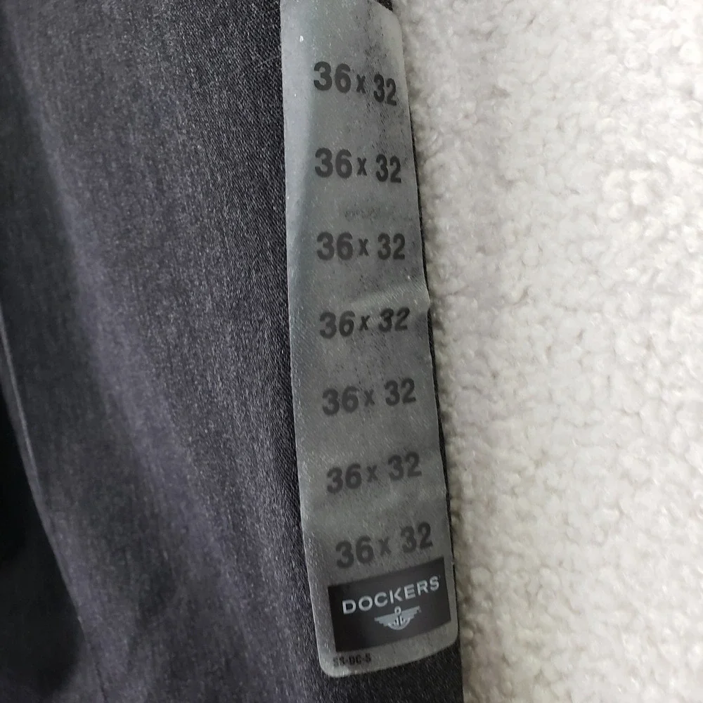 Dockers Go Khaki Flat Front Pants Mens 36x32 Gray Stain Defender Classic Fit